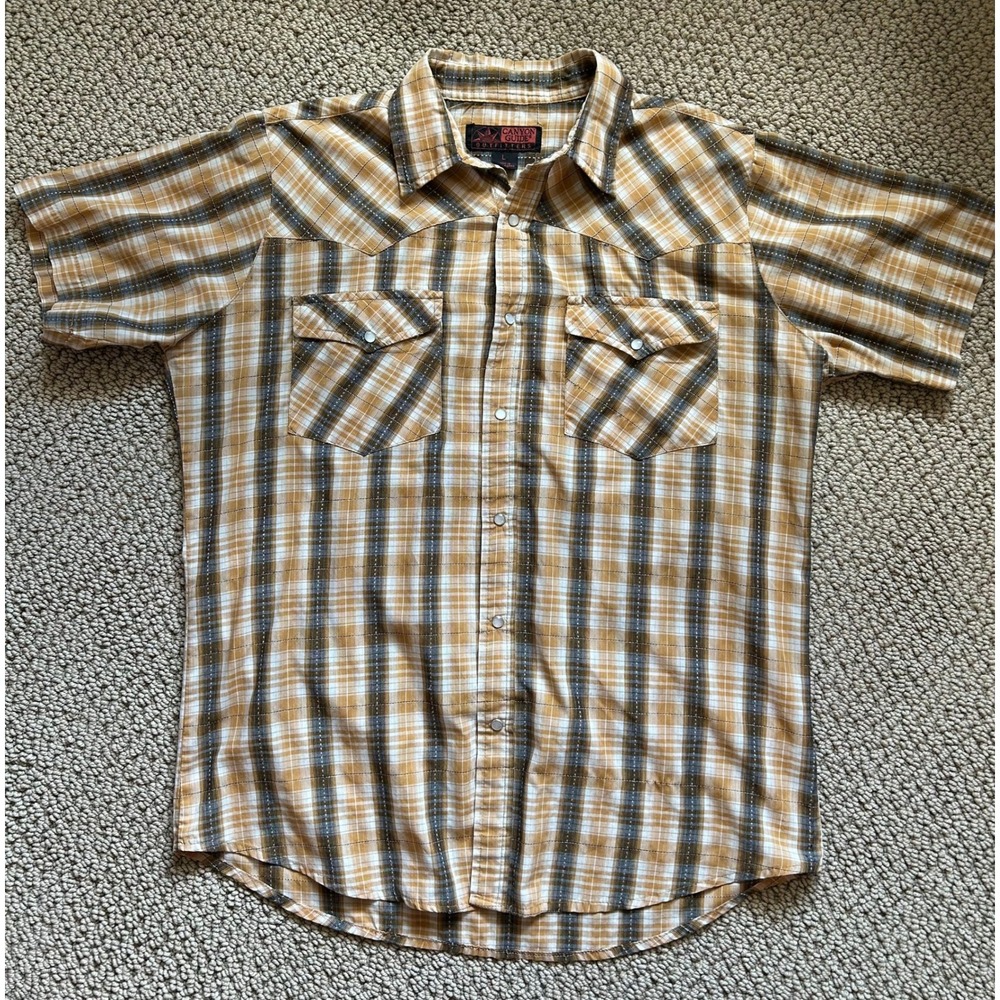 EUC Canyon Guide Outfitters Short Sleeve Button Down Plaid Western Shirt Large L